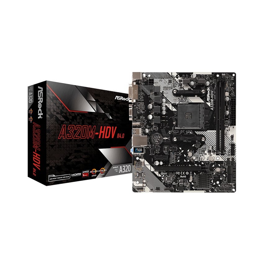 MAINBOARD ASROCK A320M-HDV R4.0 (AMD A320M, SOCKET AM4,,M-ATX, 2 KHE RAM DDR4)