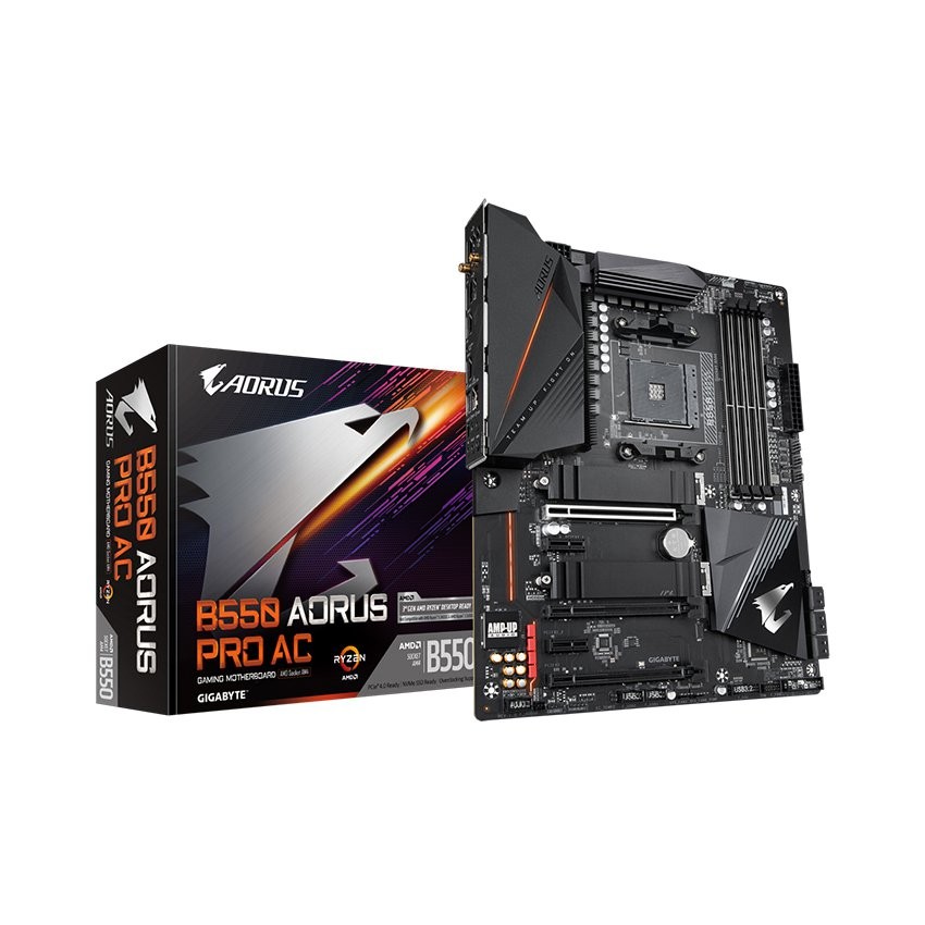 MAINBOARD GIGABYTE B550 AORUS PRO AC (AMD B550, SOCKET AM4, M-ATX, 4 KHE RAM DDR4)