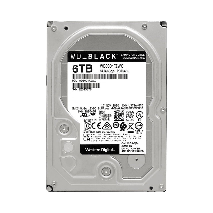 Ổ CỨNG HDD WD 6TB BLACK 3.5 INCH, 7200RPM, SATA, 128MB CACHE (WD6004FZWX)