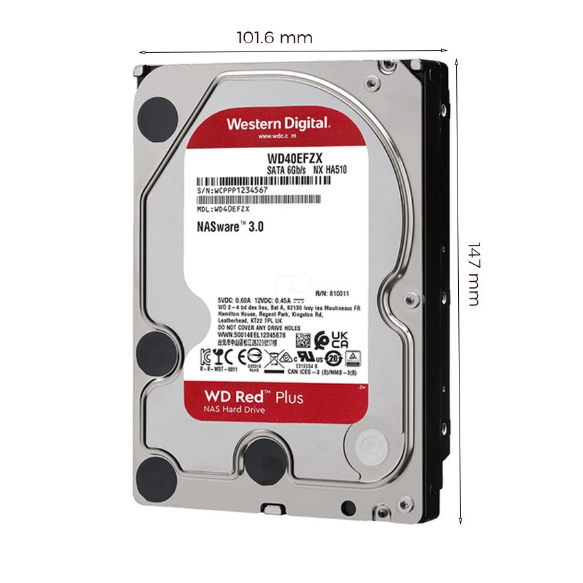 Ổ CỨNG HDD WD 8TB RED PLUS 3.5 INCH, 5640RPM, SATA, 128MB CACHE (WD80EFZZ)