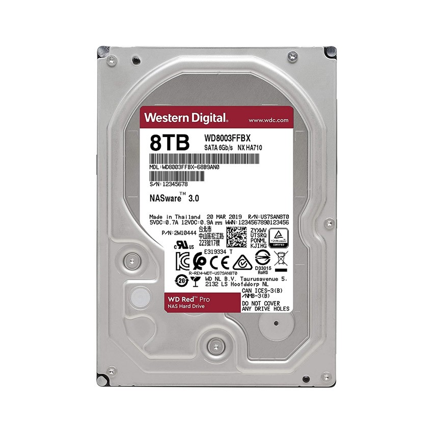 Ổ CỨNG HDD WD 8TB RED PRO 3.5 INCH, 7200RPM, SATA, 128MB CACHE (WD8003FFBX)