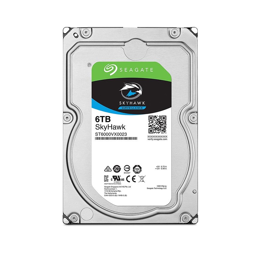 Ổ CỨNG HDD SEAGATE SKYHAWK 6TB 3.5 INCH, 5400RPM, SATA, 256MB CACHE (ST6000VX001)