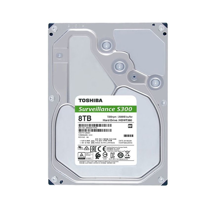 Ổ CỨNG HDD TOSHIBA AV S300 8TB 3.5 INCH, 7200RPM, SATA, 256MB CACHE (HDWT380UZSVA)