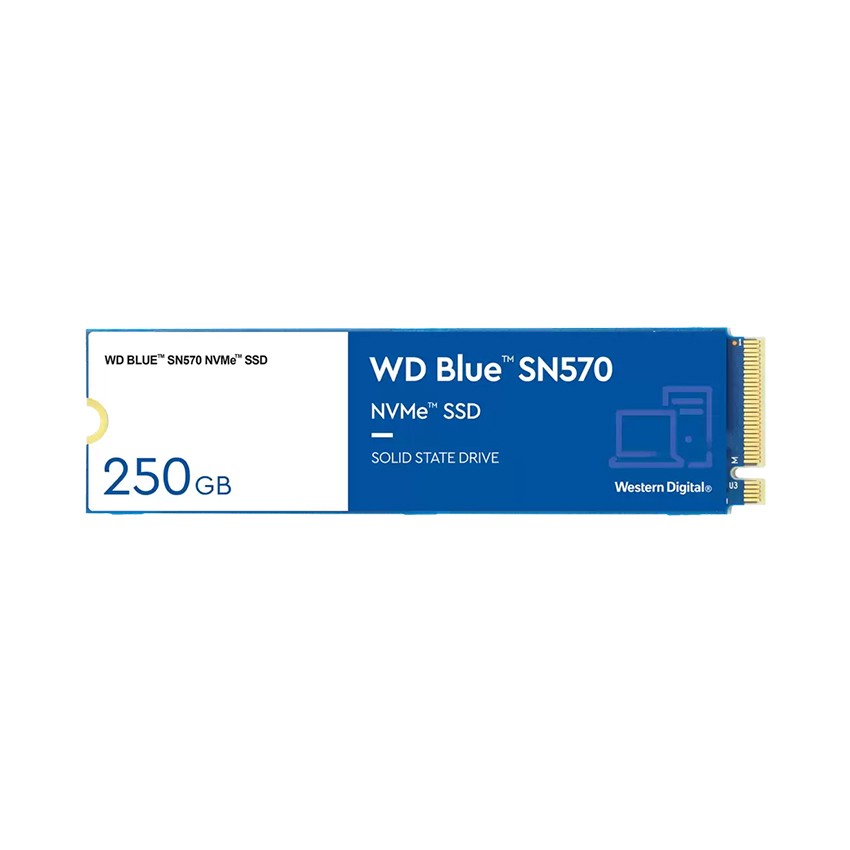 Ổ CỨNG SSD WD SN570 BLUE 250GB M.2 2280 PCIE NVME 3X4 (ĐỌC 3300MB/S - GHI 1200MB/S) - (WDS250G3B0C)