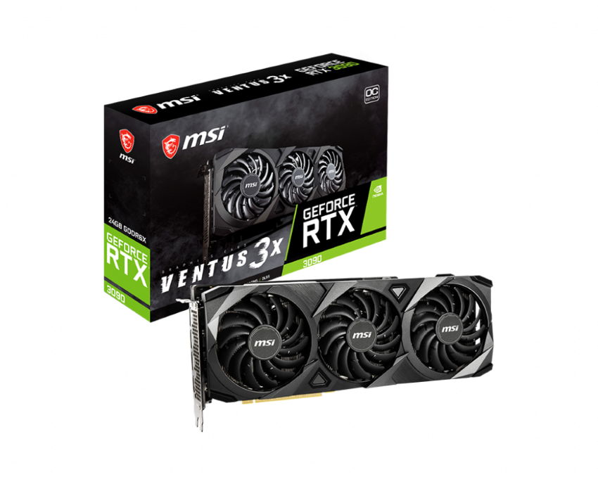 CARD MÀN HÌNH MSI RTX 3090 VENTUS 3X OC 24G (24GB GDDR6X, 384-BIT, HDMI +DP, 2X8-PIN)