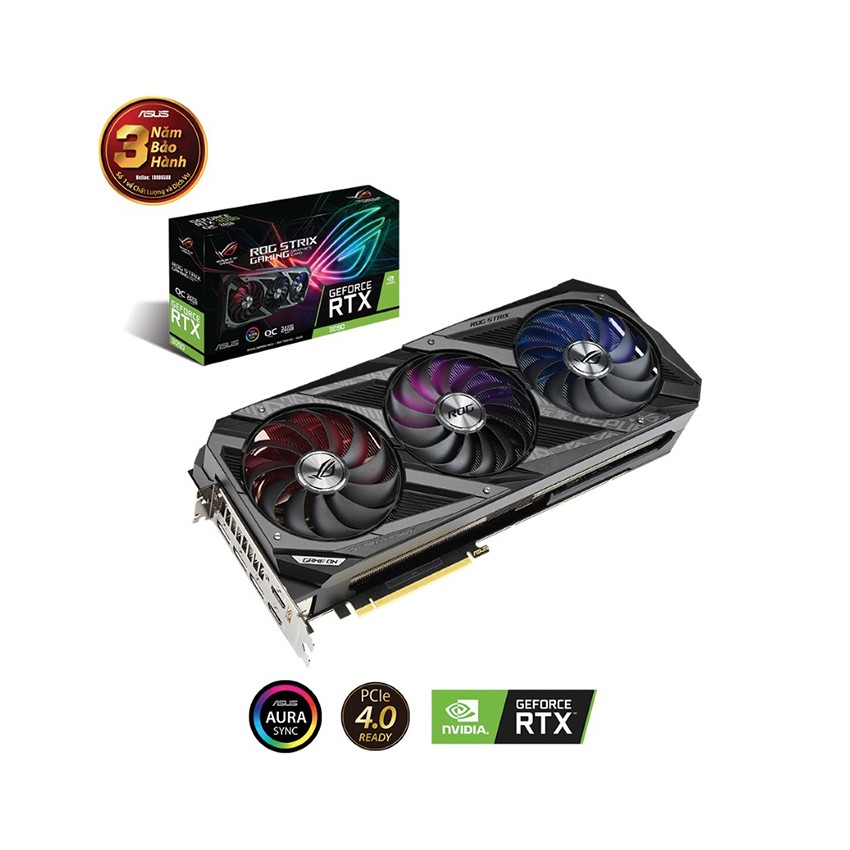 CARD MÀN HÌNH ASUS ROG STRIX RTX3090-O24G-GAMING (24GB GDD6X, 384-BIT, HDMI +DP, 3X8-PIN)