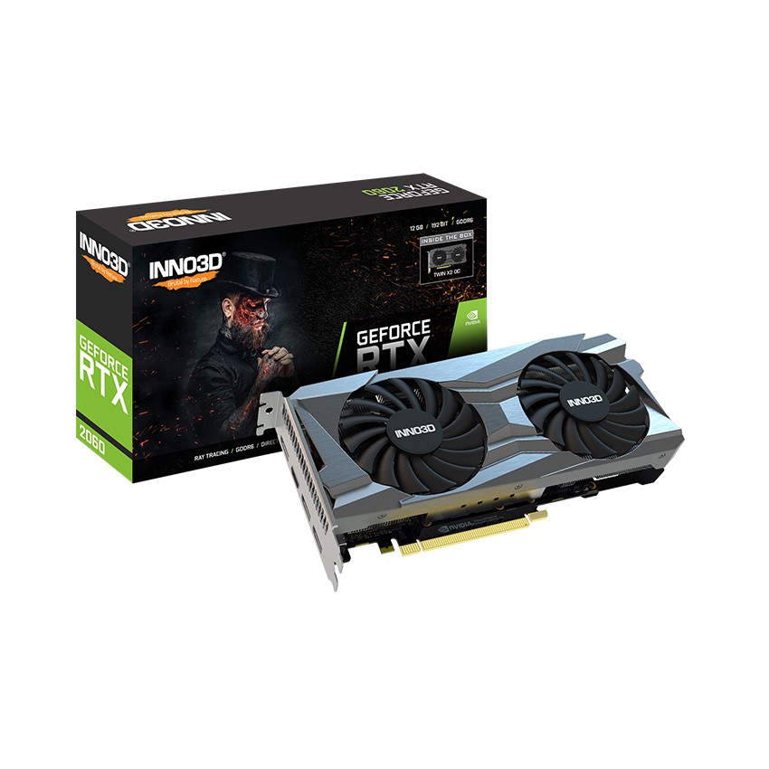 CARD MÀN HÌNH INNO3D RTX2060 TWIN X2 OC - 12GD (12GB GDDR6, 192-BIT, HDMI+DP, 1X8-PIN)