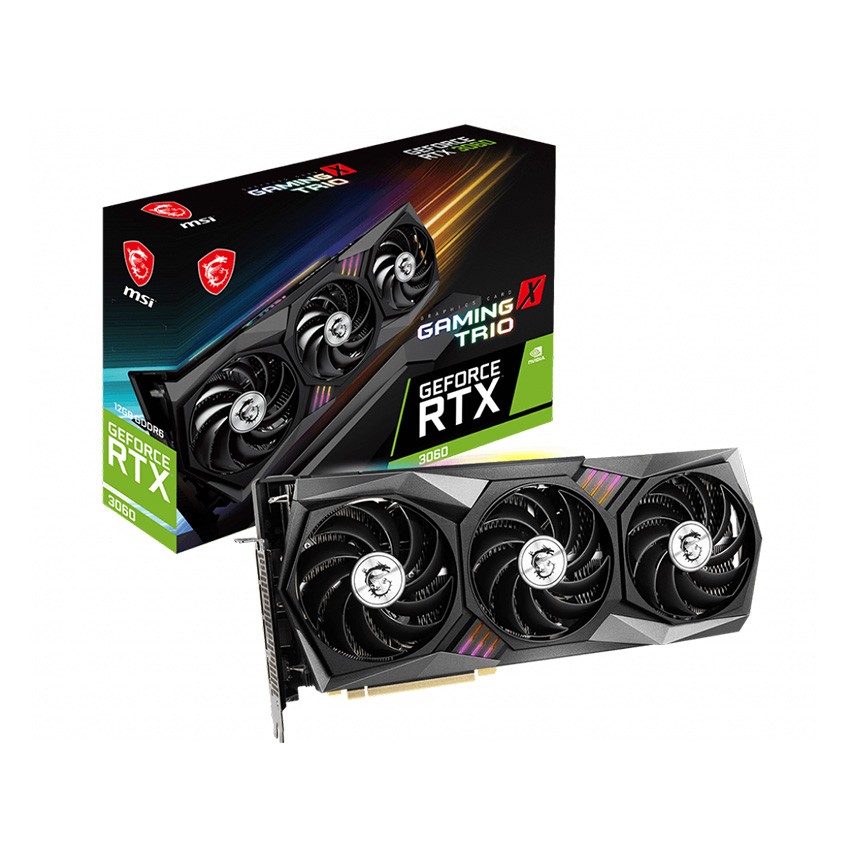 CARD MÀN HÌNH MSI RTX 3060 GAMING X TRIO 12GB (12GB GDDR6, 192-BIT, HDMI +DP, 2X8-PIN)