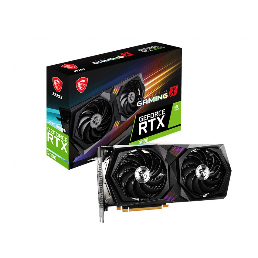 CARD MÀN HÌNH MSI RTX 3060 GAMING X 12GB (12GB GDDR6, 192-BIT, HDMI +DP, 1X8-PIN, 1X6-PIN)