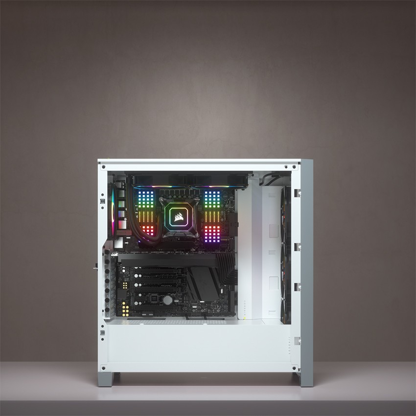 VỎ CASE  CORSAIR ICUE 4000X RGB TG WHITE  (MID TOWER/MÀU TRẮNG)