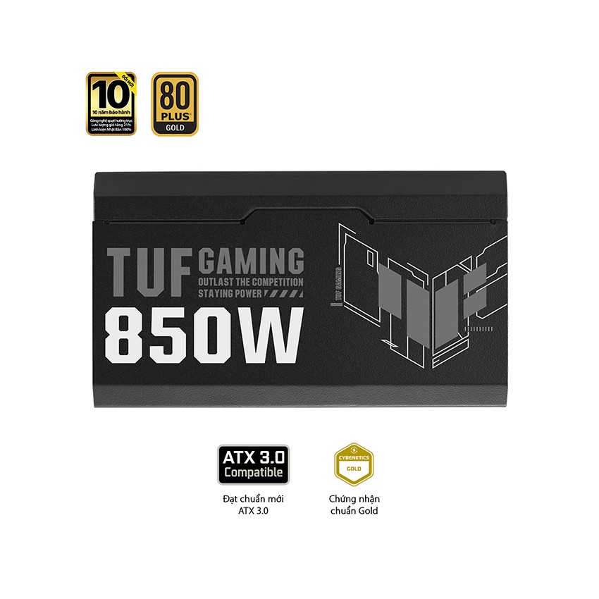 NGUỒN ASUS TUF GAMING 850W GOLD ATX3.0 ( PCI GEN 5.0 /80 PLUS GOLD/MÀU ĐEN/FULL MODULAR)