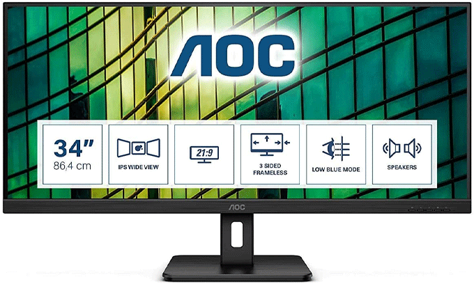 MÀN HÌNH AOC Q34E2A/74 (34INCH/UWHD/IPS/75HZ/4MS/300NITS/HDMI+DP/LOA)