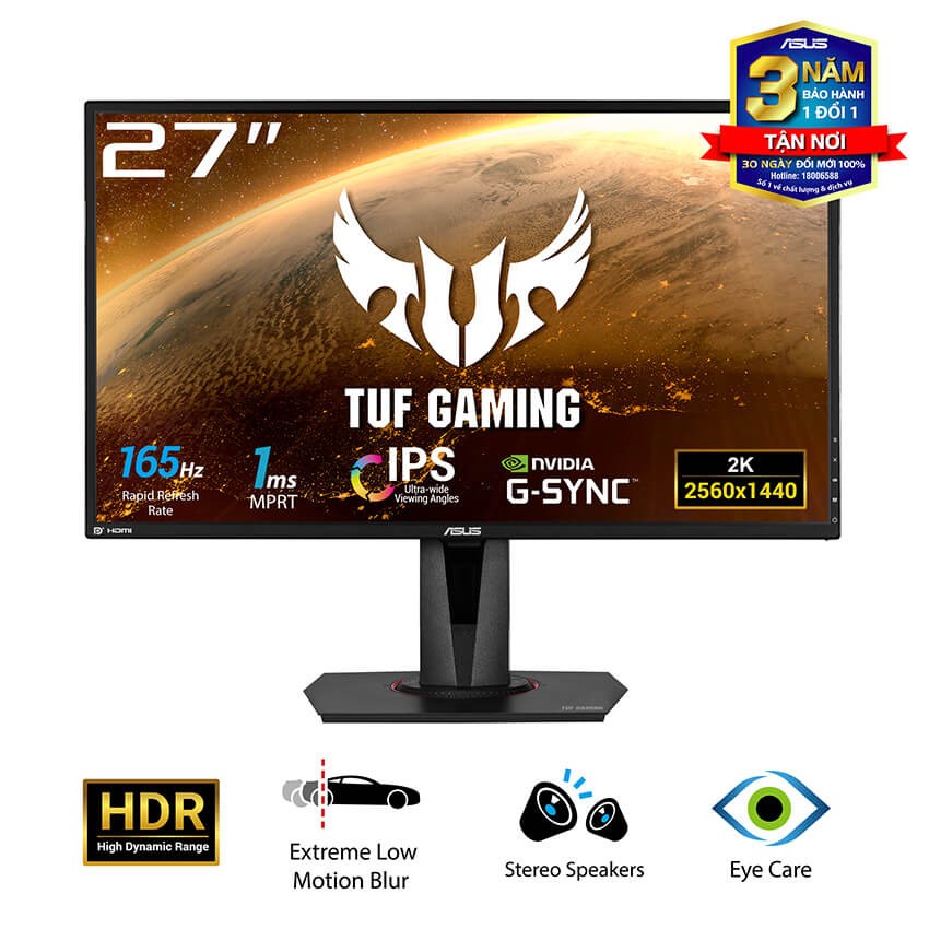 MÀN HÌNH GAMING ASUS TUF VG27AQ (27 INCH/WQHD/IPS/165HZ/1MS)