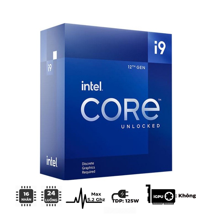 CPU INTEL CORE I9-12900KF (3.2GHZ TURBO UP TO 5.2GHZ, 16 NHÂN 24 LUỒNG, 30MB CACHE, 125W) - SOCKET INTEL LGA 1700/ALDER LAKE)