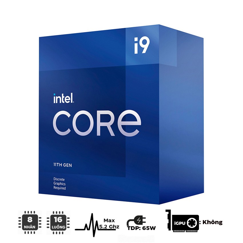 CPU INTEL CORE I9-11900F (2.5GHZ TURBO UP TO 5.2GHZ, 8 NHÂN 16 LUỒNG, 16MB CACHE, 65W) - SOCKET INTEL LGA 1200