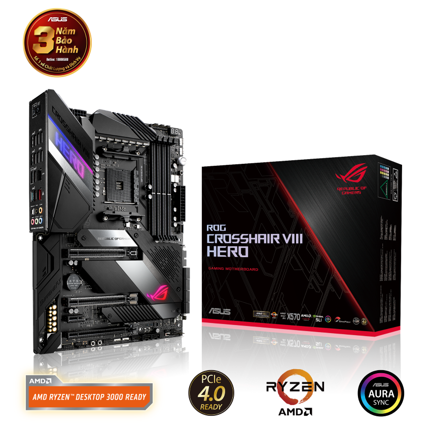 MAINBOARD ASUS ROG X570 CROSSHAIR VIII HERO (AMD X570, SOCKET AM4, ATX, 4 KHE RAM DDR4)