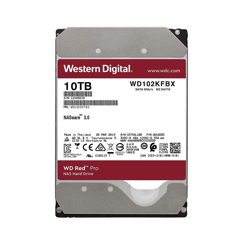 Ổ CỨNG HDD WD 10TB RED PRO 3.5 INCH, 7200RPM, SATA, 256MB CACHE (WD102KFBX)