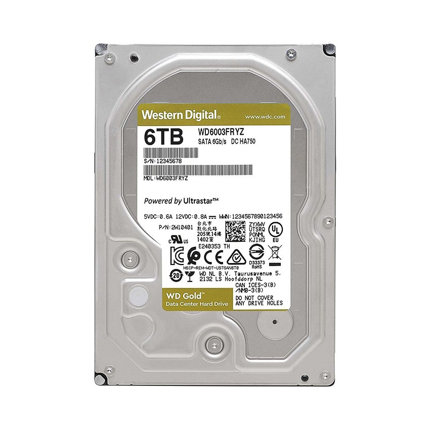 HDD WD GOLD (6TB/3.5 INCH/SATA 3/256MB CACHE/7200RPM) (WD6003FRYZ)