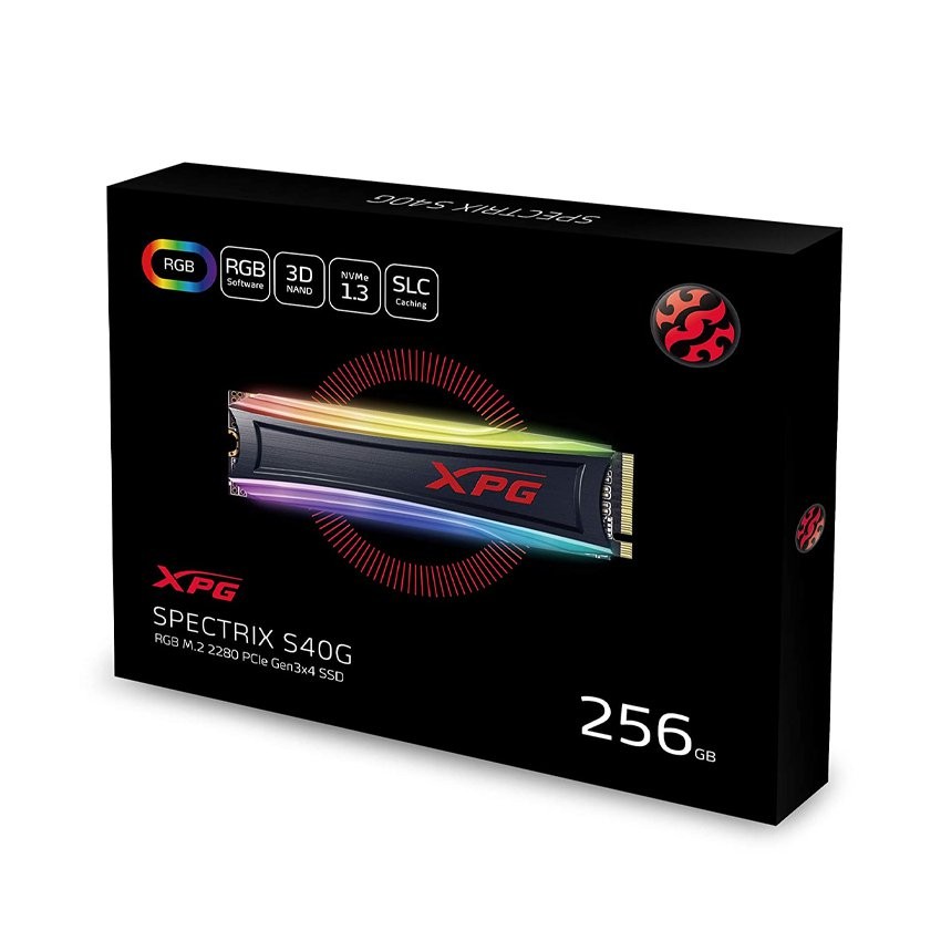 SSD ADATA XPG SPECTRIX S40G RGB 256GB PCIE NVME 3X4 (DOC 3500MB/S, GHI 3000MB/S) - AS40G-256GT-C