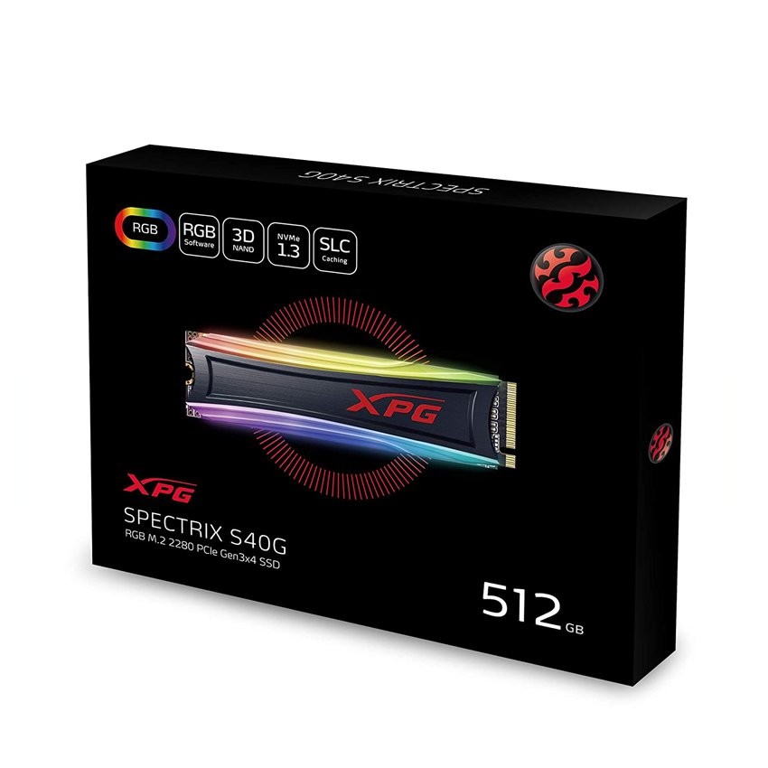 Ổ CỨNG SSD ADATA XPG SPECTRIX S40G RGB 512GB M.2 2280 PCIE NVME GEN 3X4 (ĐỌC 3500MB/S - GHI 3000MB/S) - (AS40G-512GT-C)