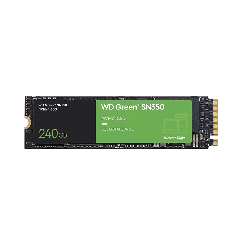 Ổ CỨNG SSD WD SN350 GREEN 240GB M.2 2280 PCIE NVME 3X4 (ĐỌC 2400MB/S - GHI 900MB/S)-(WDS240G2G0C)