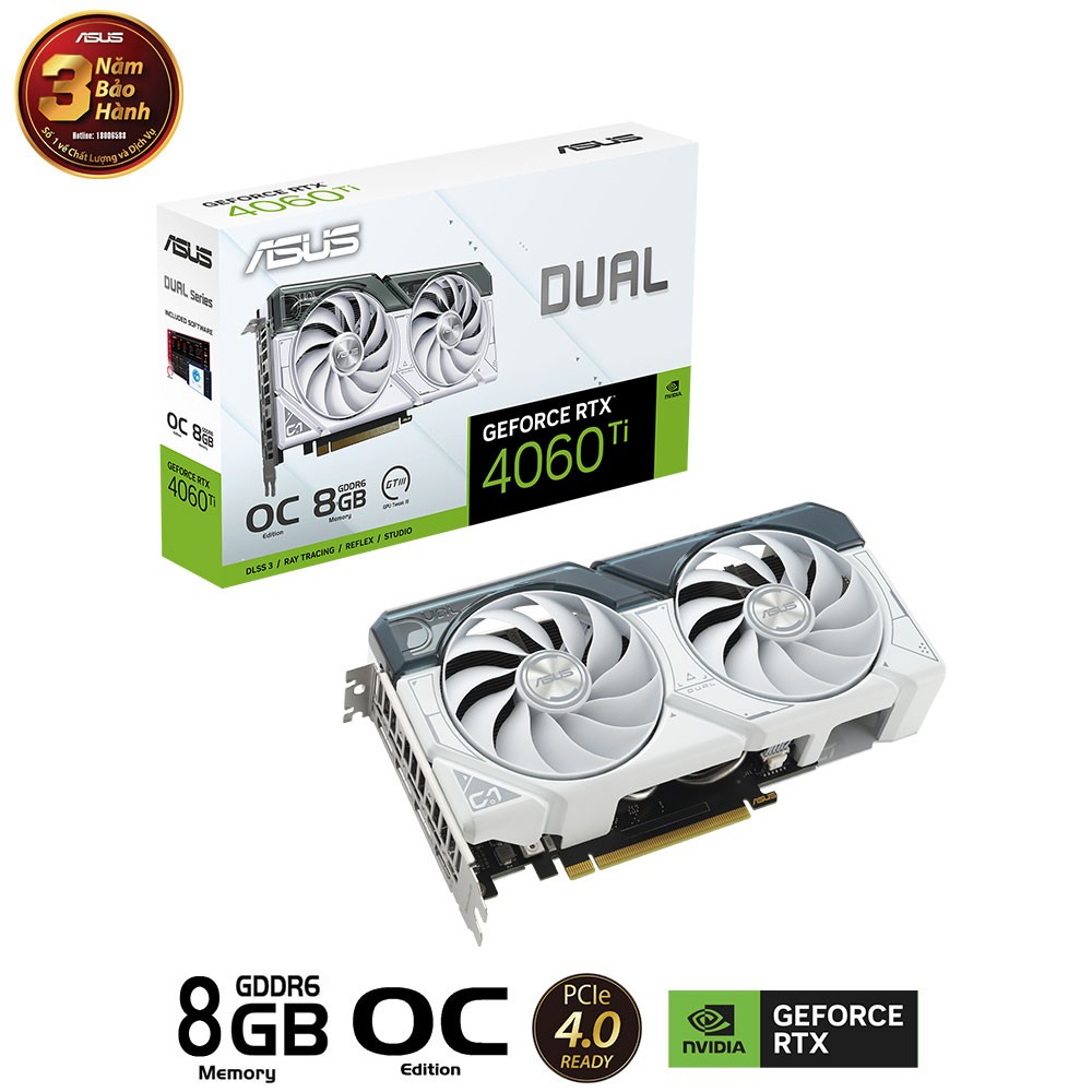 CARD MÀN HÌNH ASUS DUAL-RTX 4060 TI-O8G-WHITE