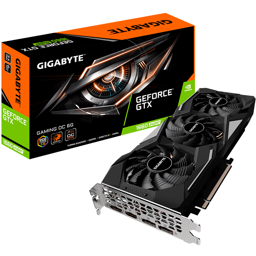 CARD MÀN HÌNH GIGABYTE GTX 1660 SUPER GAMING OC-6G (6GB GDDR6, 192-BIT, DVI+HDMI, 1X8-PIN)