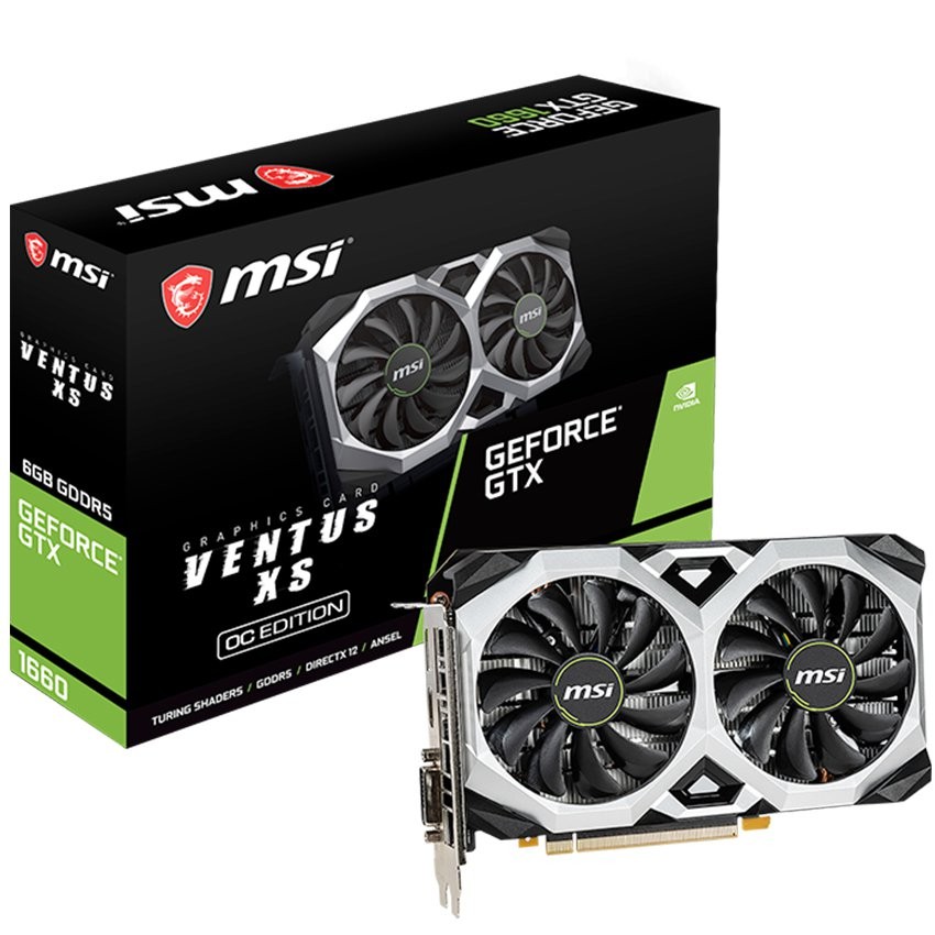 CARD MÀN HÌNH MSI GTX 1660 VENTUS XS OCV1 (6GB GDDR6, 128-BIT, HDMI+DP, 1X8-PIN)