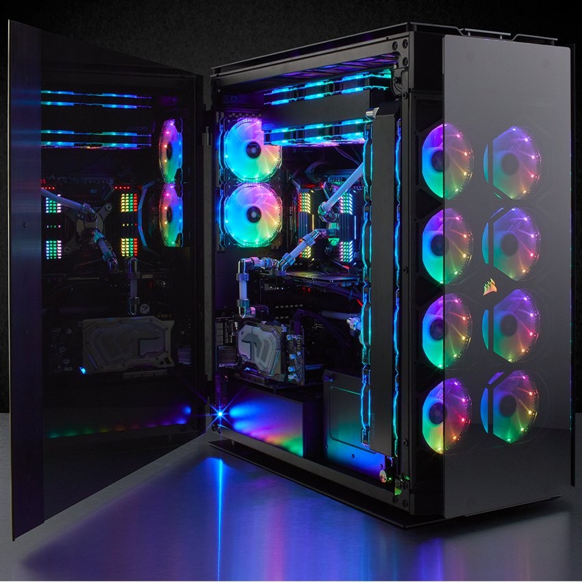 VỎ CASE CORSAIR OBSIDIAN SERIES 1000D FULL TEMPERED GLASS ALUMINUM (SUPER TOWER/MÀU ĐEN/LED RGB) CC-9011148-WW