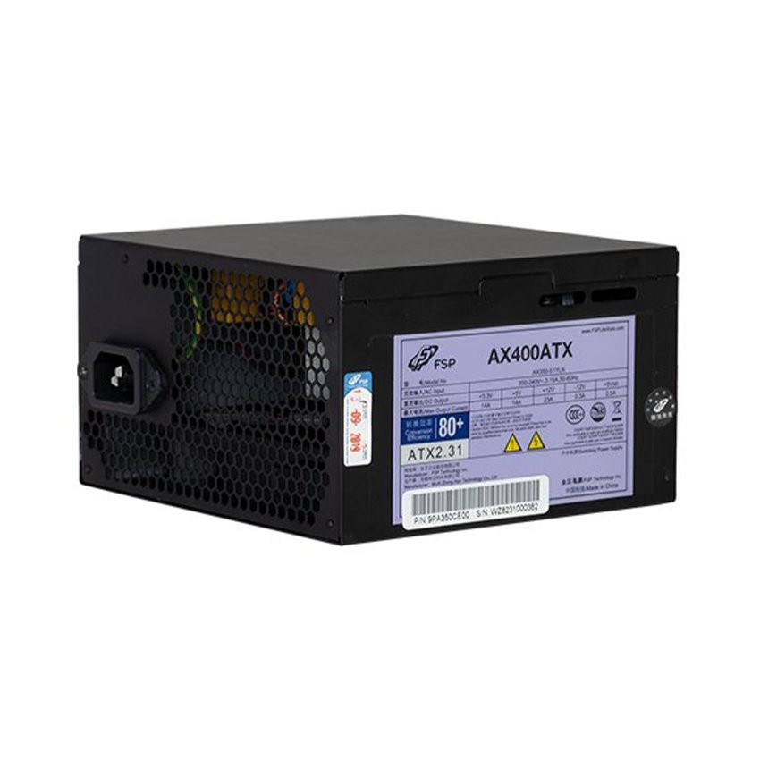 NGUỒN FSP POWER SUPPLY AX SERIES AX400ATX  ACTIVE PFC (MÀU ĐEN/KHÔNG KÈM DÂY NGUỒN)