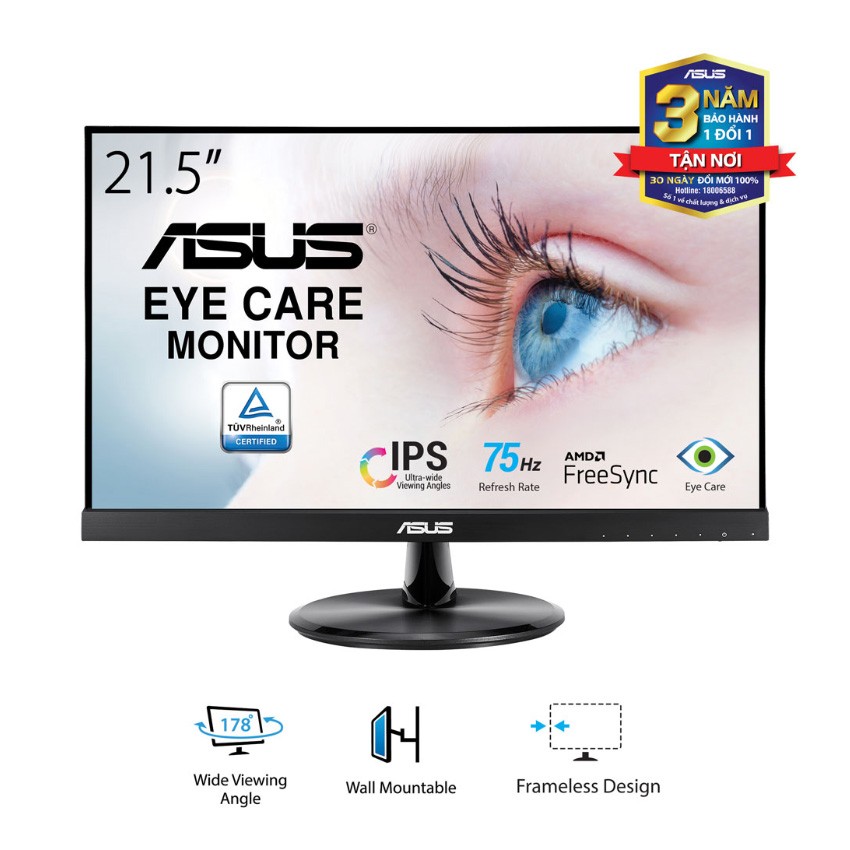 MÀN HÌNH ASUS VP229HE (21.5INCH/FHD/IPS/75HZ/5MS/250NITS/HDMI+VGA+AUDIO)