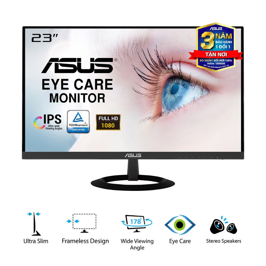 MÀN HÌNH ASUS VZ239HR (23 INCH/FHD/IPS/60HZ/5MS/250 NITS/HDMI+DSUB+AUDIO/LOA)