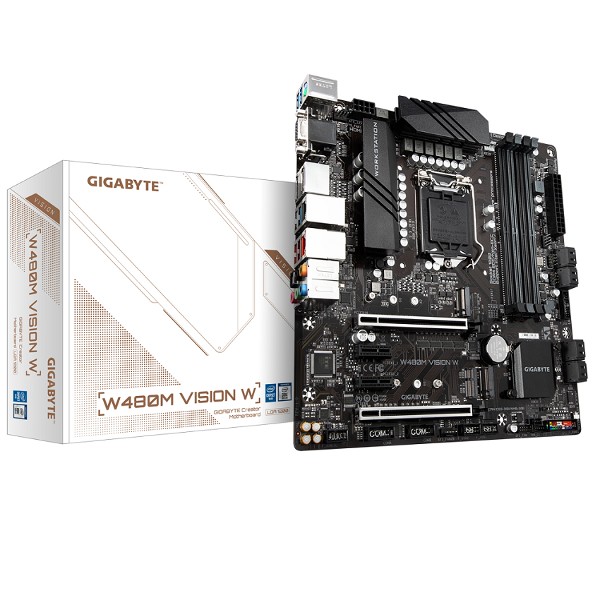 MAINBOARD GIGABYTE W480M VISION W (W480, SOCKET 1200, MATX, 4 KHE RAM DDR4)