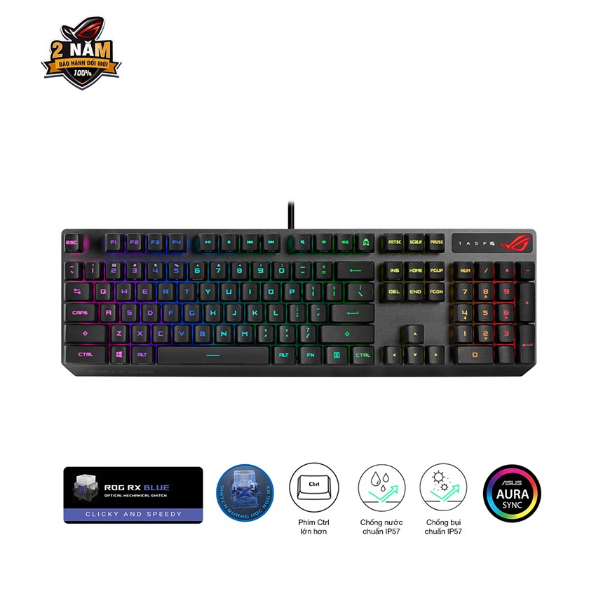 BÀN PHÍM ASUS ROG STRIX SCOPE RX PBT BLUE SWITCH (XA05) 90MP0242-BKUA01