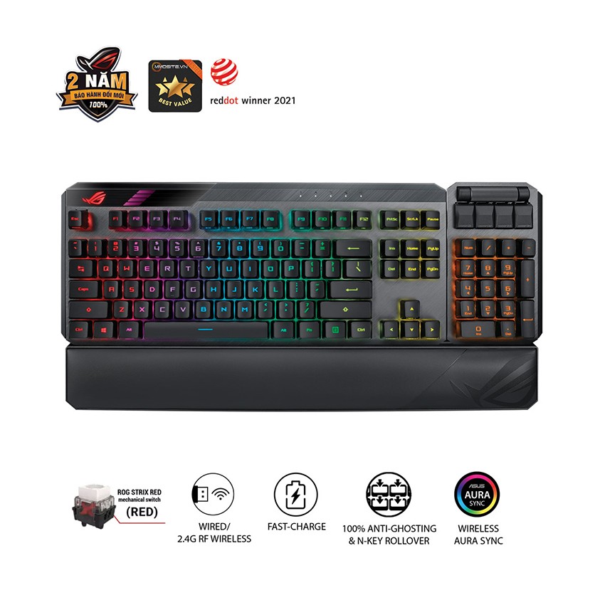 BÀN PHÍM CƠ KHÔNG DÂY ASUS ROG CLAYMORE II (RGB RX OPTICAL RED SW)